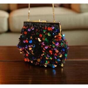 House of Hilary Sequin Evening Purse with Golden Chain - New With Tag